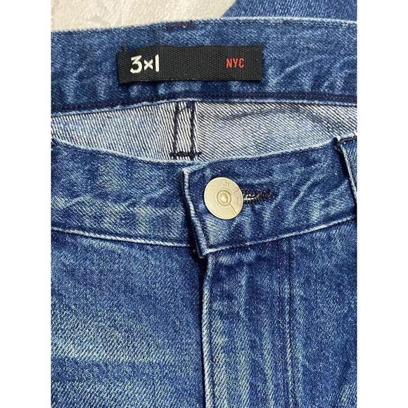 3x1 NYC High Rise Flared Crop Jeans Raw Large Cuffed Rigid Denim-sz 24 - Picture 9 of 12